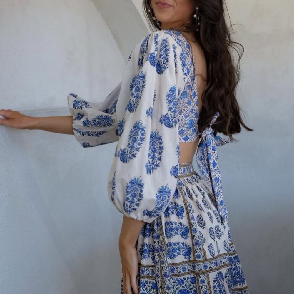 BOTEH Lazuli Low Back Linen Blend Top Sz S - Picture 7 of 16